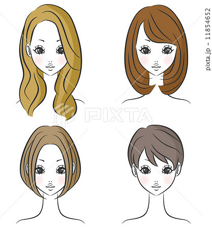 ヘアスタイル 女性のイラスト素材 11854652 Pixta