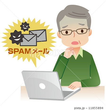 スパムメール　パソコン　男性　高齢者 11855894