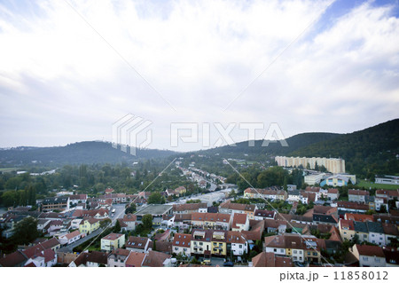 Highly detailed aerial city view with crossroads, roads, houses 11858012