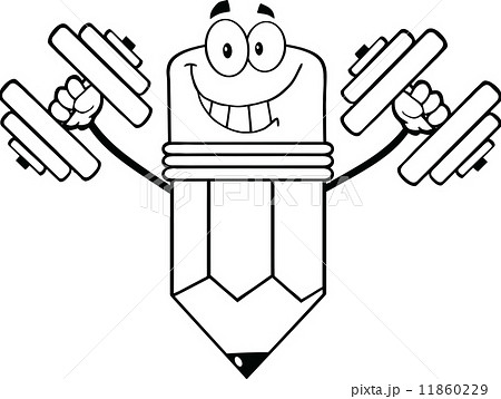 Outlined Pencil Character Training With Dumbbells Outlined Pencil Character Training With Dumbbells 11860229