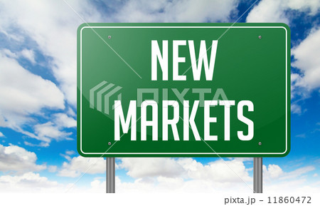 New Markets on Highway Signpost. 11860472