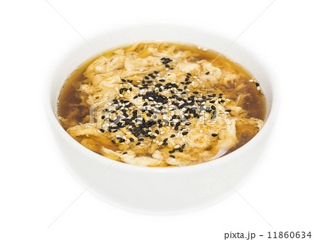 Japanese soup with beef and cheese on white background Japanese soup with beef and cheese on white background 11860634
