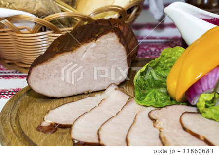 smoked meat on the table in a restaurant 11860683