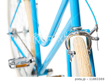 Stylish womens blue bicycle isolated on white 11863369