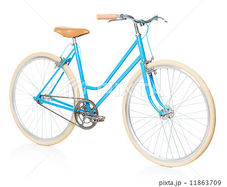 Stylish womens blue bicycle isolated on white 11863709