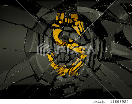 Glass and golden US dollar symbol shattered Glass and golden US dollar symbol shattered 11863922