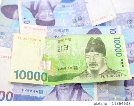 韓国ウォン紙幣 １００００ウォンの写真素材