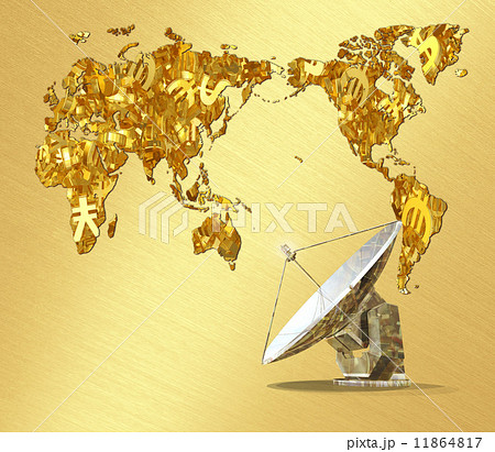 世界の金融市場を見るパラボラアンテナ 11864817