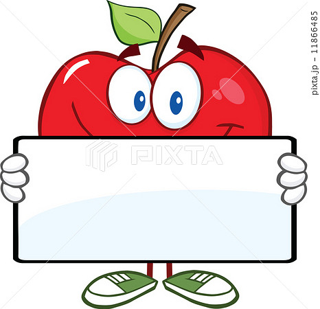 Red Apple Character Holding A Banner Red Apple Character Holding A Banner 11866485