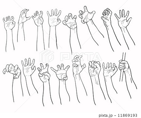 Set of hands in many gestureのイラスト素材 [11869193] - PIXTA