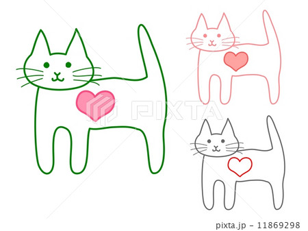 猫、ハート 11869298