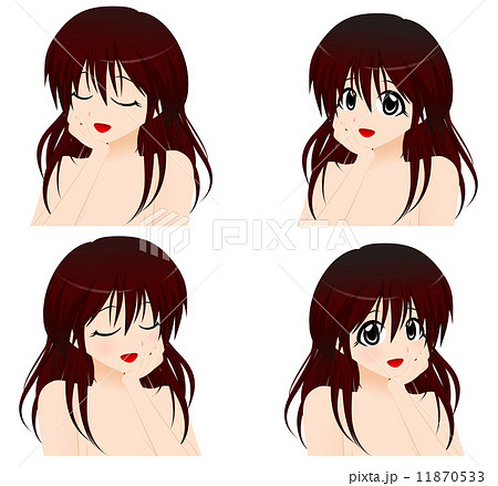 頬に手をやる女性 上半身ヌード 4カットのイラスト素材 [11870533] - PIXTA