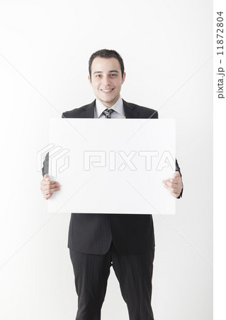 ホワイトボードを持つフランス人の写真素材