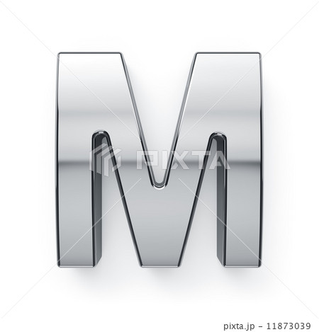 3d render of metalic alphabet letter simbol - M 11873039