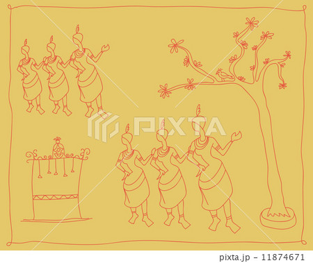 Folk Dancers Tribal Design, Motif, Wall Painting Folk Dancers Tribal Design, Motif, Wall Painting 11874671