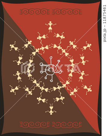Folk Dancers Tribal Design, Motif, Wall Painting 11875461
