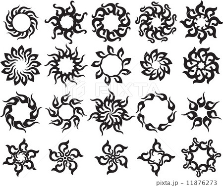 Tattoo Sun Flame Tribal Design Collectionのイラスト素材