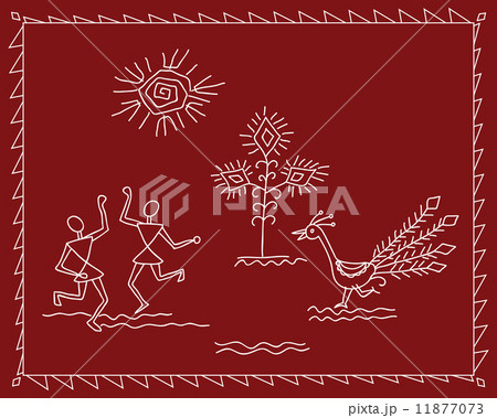 Folk Dancers Tribal Design, Motif, Wall Painting 11877073