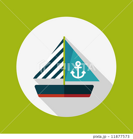 Sailboat flat icon with long shadow 11877573