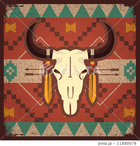 Vector skull bull with ethnic ornament Vector skull bull with ethnic ornament 11880078