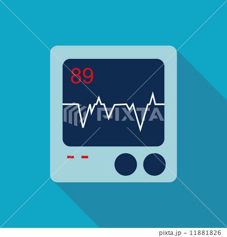 ECG Flat style Icon with long shadows 11881826