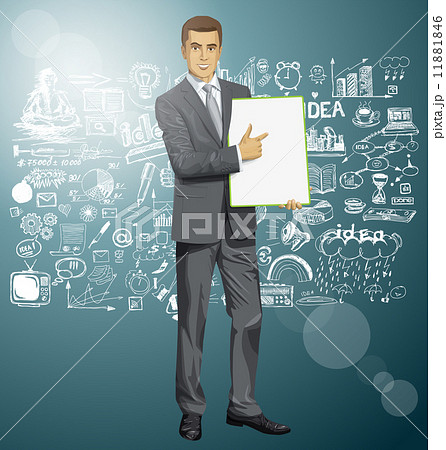 Vector Businessman With Empty Write Board 11881846