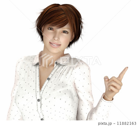 指差しする女性　リアル３DCイラスト素材 11882163