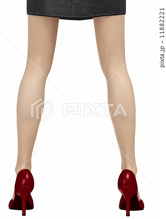 パンプスを履いた女性の美脚 後ろ姿のイラスト素材 1121