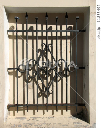 Openwork metal grille on the window Openwork metal grille on the window 11883492