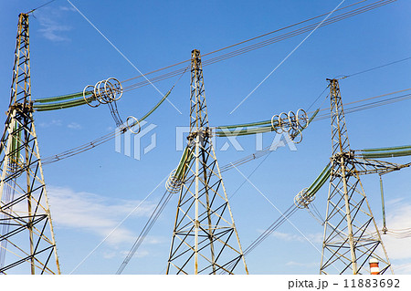 Support of line of electricity transmissions with isolators and wires Support of line of electricity transmissions with isolators and wires 11883692