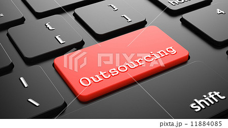 Outsourcing on Red Keyboard Button. 11884085