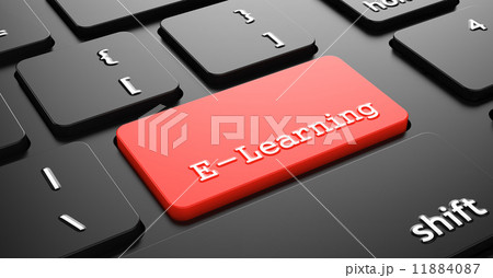 E-Learning on Red Keyboard Button. 11884087