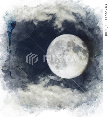 Watercolor Image Of Full Moon Watercolor Image Of Full Moon 11884763