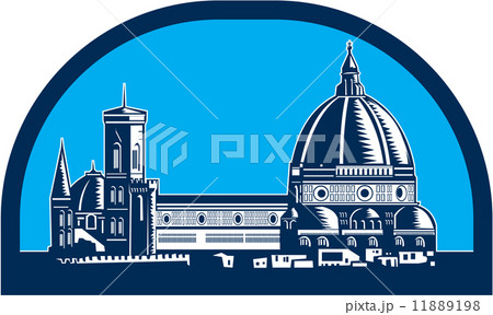 Dome of Florence Cathedral Retro Woodcut Dome of Florence Cathedral Retro Woodcut 11889198
