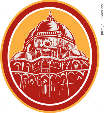 Dome of Florence Cathedral Front Woodcut Dome of Florence Cathedral Front Woodcut 11889199