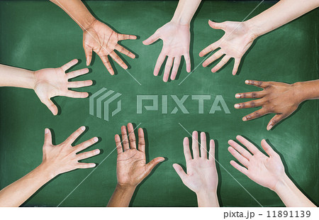 Group of Diverse Multiethnic Hands on a Blackboard 11891139