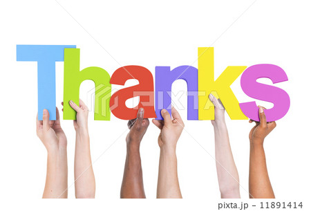 Multiethnic Group of Hands Holding Thanks 11891414