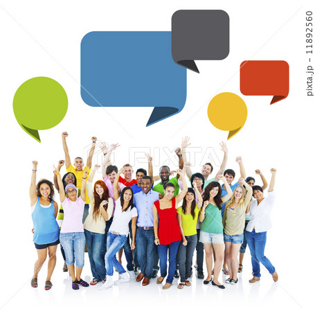 Large Group of Cheerful People Raising Hands 11892560