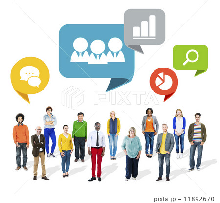 Group of Multiethnic Colorful People with Business Symbols Group of Multiethnic Colorful People with Business Symbols 11892670