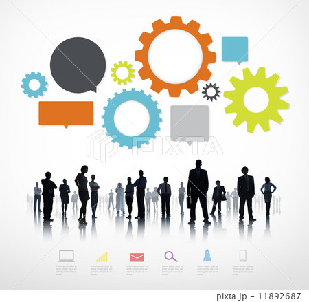 Silhouettes of Business People with Business Infographic 11892687