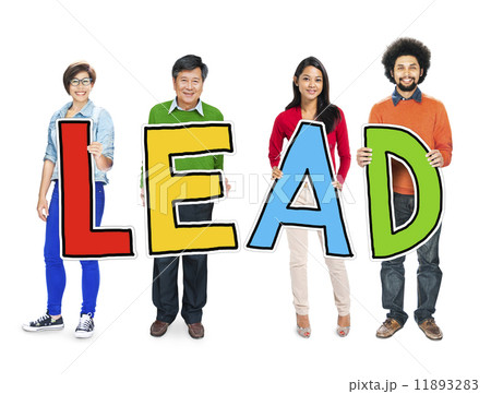 Multiethnic Group of People Holding Letter with Lead Concept 11893283