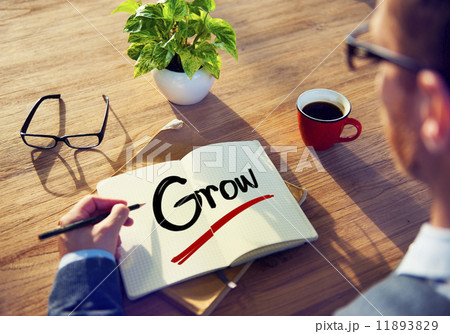 Man with Note Pad and Grow Concept Man with Note Pad and Grow Concept 11893829