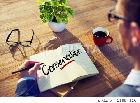 Man with a Note and a Single Word Conservation 11894116