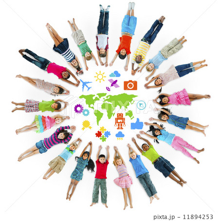Group of Children Circle with Symbol 11894253