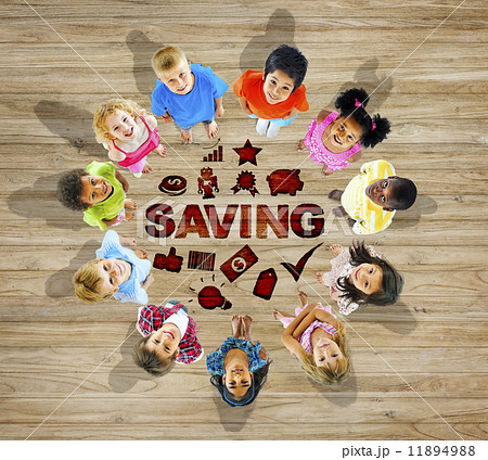Multiethnic Group of Children with Saving Concept 11894988