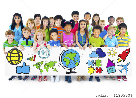 Large Group of People Holding Board 11895503