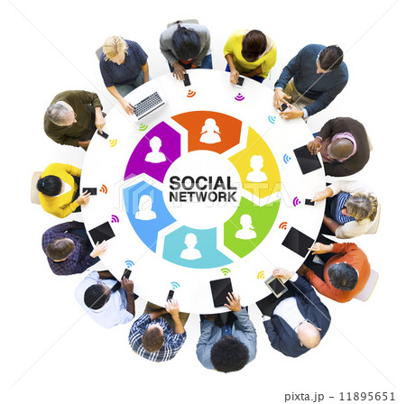 Group of People with Social Network Concepts Group of People with Social Network Concepts 11895651
