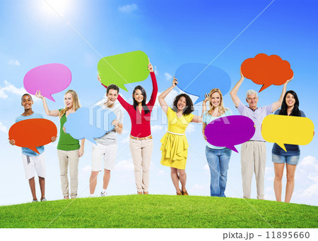 Group of Diverse Multi-Ethnic People Outdoors Holding Colorful S 11895660