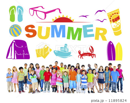 Group of Multiethnic Children with Summer Concept 11895824