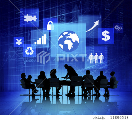 Business Meeting With Different Signs In The Background Business Meeting With Different Signs In The Background 11896513